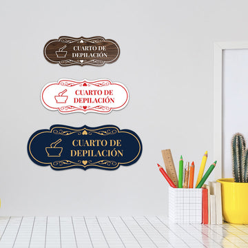 Signs ByLITA Designer Cuarto de Depilación Wall or Door Sign | Spanish Waxing Room Sign